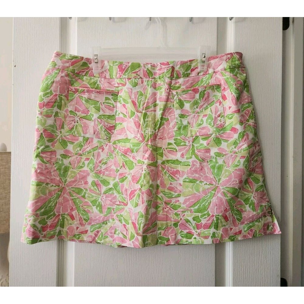 Lizgolf Women's Floral SKORT Pockets Type Skirt  Stretch Pink Green Golf Size 18